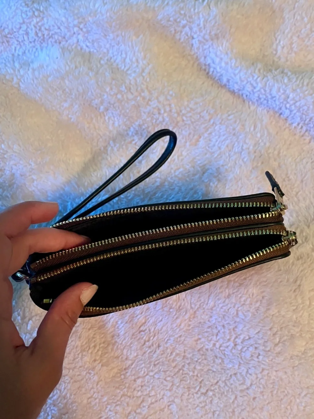 Coach double zip wristlet